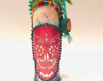 Day of the dead handmade candle, dis de los Muertos candle, skeleton candle, sugar skull candle, bohemian candle, skull candle