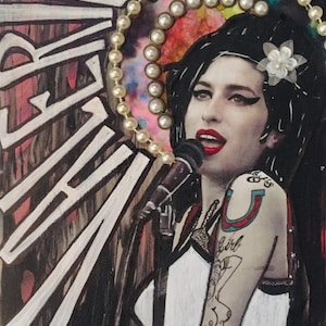 Amy Winehouse mixed media on canvas, Amy Winehouse artwork, Amy Winehouse painting, Amy Winehouse gifts, Amy Winehouse art, music gifts
