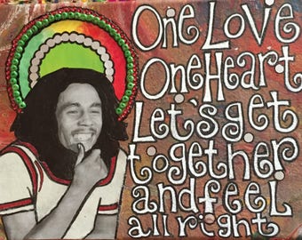 Bob Marley One Love, rock and roll art, Collection "Sacred Saints of Rock", rock music art on canvas