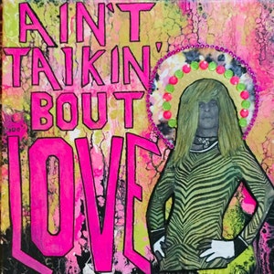 Van Halen, David Lee Roth &quot;Aint Talkin Bout Love&quot;&quot; Mixed media on canvas, rock music art.  Rock and roll art, music decor, music gifts