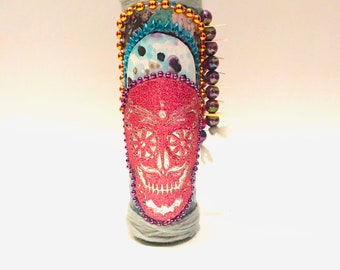 Day of the dead handmade candle, dis de los Muertos candle, skeleton candle, sugar skull candle, bohemian candle, skull candle