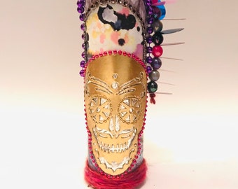 Day of the dead handmade candle, dis de los Muertos candle, skeleton candle, sugar skull candle, bohemian candle, skull candle