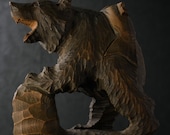 Japanese Wooden Doll Vintage Ornament BEAR Antique Figurine 1945-/H 10.6"/EIT31/1400