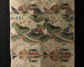 Japanese Fabric Silk Textile Vintage Kimono Antique Boro Patch Woven 37.8"/EIS27/185