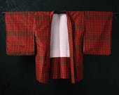 HAORI Japanese Vintage Kimono Silk Antique Jacket Robe Dress OSHIMA Woven Textile/EIN20/420