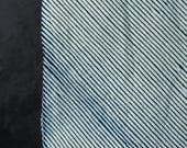 Antique Japanese Indigo Cotton Fabric / Itajime-Style Diagonal Stripe Textile / Meiji to Taisho Era 55.1"