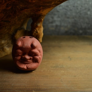 Bambola giapponese con campana in ceramica, ornamento vintage DOREI ONI, piccola statuetta antica 1945-/H 2,4"/EHN78/60