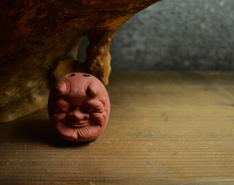 Japanese Pottery Bell Doll Vintage Ornament DOREI ONI Antique Small Figurine 1945-/H 2.4&quot;/EHN78/60