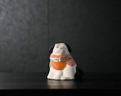 Japanese Pottery Doll Vintage Ornament DOG Antique Small Figurine 1945-/H 3.9"/EIT28/250