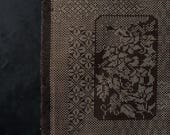 Vintage Japanese Oshima Tsumugi Silk Kimono Fabric / Brown Geometric Floral Kasuri Textile 39.4"