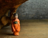 Japanese Pottery Doll Vintage Ornament KIMONO GIRL Antique Small Figurine 1912-/H 3"/EHN86/20