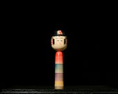Japanese Wooden Doll Vintage Ornament KOKESHI Antique Sculpture Figurine 1945-/H 9.6"/EIF77/290