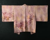 HAORI Japanese Vintage Kimono Silk Antique Jacket Robe Dress SHIBORI Dyed Textile/EIP64/390