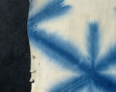 Vintage Japanese Indigo Shibori Fabric Scrap / Sekka Pattern Cotton Textile 52.4"