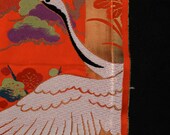 Japanese Fabric Silk Textile Vintage Kimono Antique Boro Patch Woven 73.6"/EIS17/245