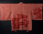 Vintage Japanese Silk Shibori Haori Jacket / Kanoko Tie-Dye Floral & Flowing Water Motif Kimono Coat / Showa Era