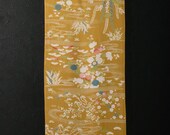 Japanese Fabric Silk Textile Vintage Kimono Antique Boro Patch Kusakizome Dyed 39.8"/EIR29/65