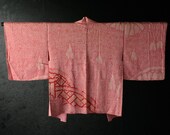 HAORI Japanese Vintage Kimono Silk Antique Jacket Robe Dress SHIBORI Dyed Textile/EIT99/480