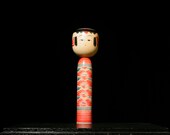 Japanese Wooden Doll Vintage Ornament KOKESHI Antique Sculpture Figurine 1945-/H 11.8"/EIF76/520