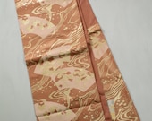 Japanese Textile Vintage Kimono Fabric Silk FUKURO OBI Terracotta Woven Textile 170.1"/EFX44/725