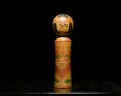 Japanese Wooden Doll Vintage Ornament KOKESHI Antique Sculpture Figurine 1945-/H 5.9"/EIB84/85
