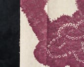 Vintage Japanese Silk Shibori Kimono Fabric Scrap / Plum Blossom Pattern / Showa Era 63"