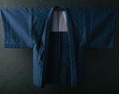 HAORI MEN'S Japanese Vintage Kimono Wool Antique Jacket Robe Dress Woven Textile/EIQ86/620