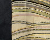 Antique Japanese Rinzu Silk Fabric Scrap / Taisho Era Abstract Wave Textile / Wabi-Sabi 44.9"