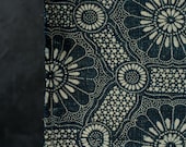 Antique Japanese Indigo Katazome Cotton Textile / Chrysanthemum Geometric Stencil Dyed Fabric / Meiji Era 52.8"