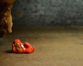 Japanese Pottery Doll Vintage Ornament RED DARUMA Antique Small Figurine 1945-/H 1"/EHN71/20