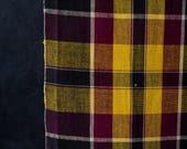 Vintage Japanese Plaid Cotton Fabric / Sumi-Like Dark Tone / Futon Textile / Taisho Era 72.4"/EJA24/100