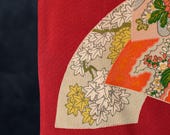 Vintage Japanese Silk Kimono Fabric Scrap Remnant Boro Textile 57.9"/EIZ75/70