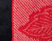 Vintage Japanese Silk Shibori Kimono Fabric Scrap / Paulownia Leaf Motif / Showa Era 40.9"