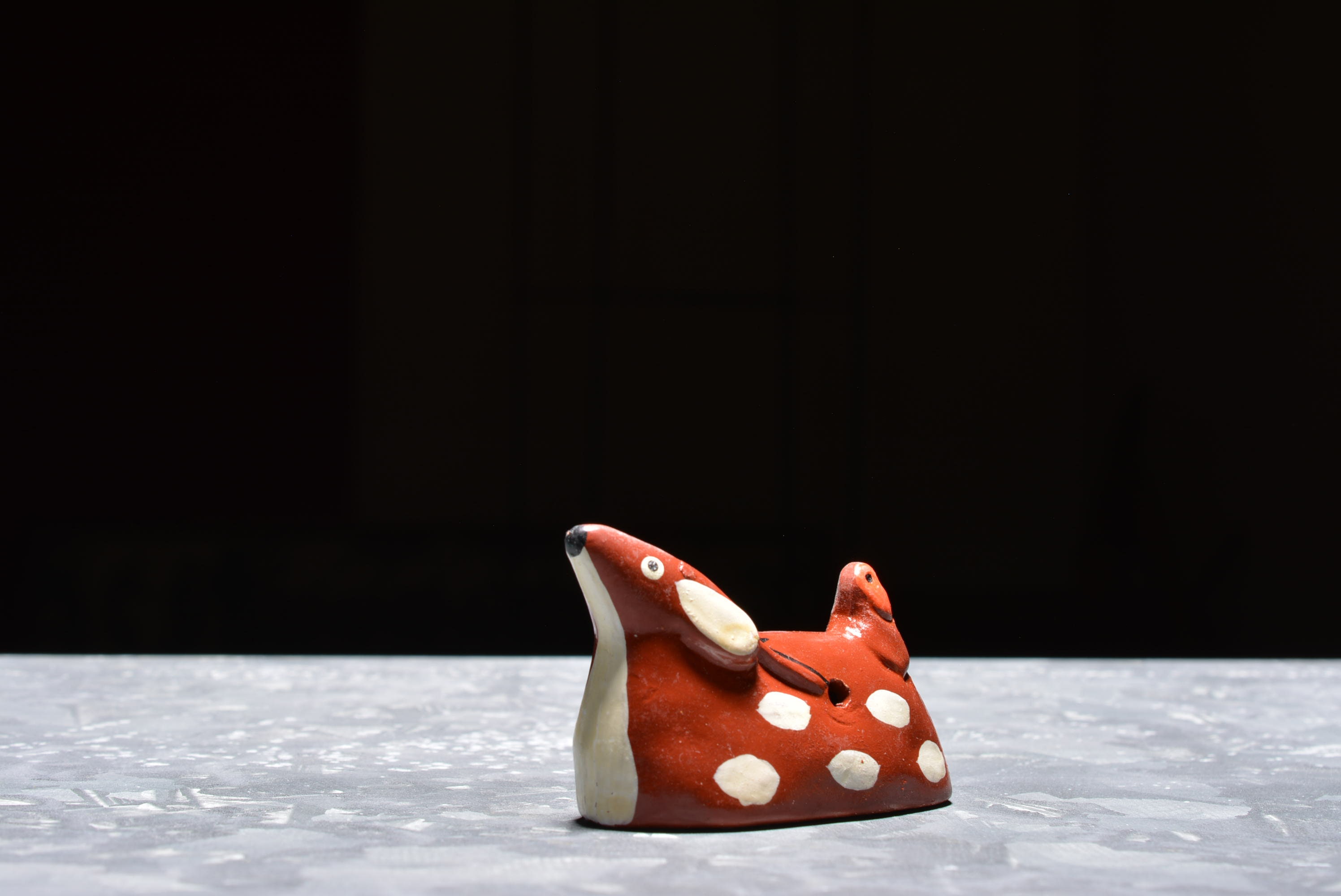 Japanese Pottery Doll Vintage Ornament DEER Antique Small Figurine 1945-/H 1.6"/EHQ15/30