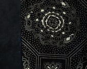 Antique Japanese Indigo Katazome Cotton Textile / Phoenix & Floral Medallion Geometric Stencil Dyed Fabric / Meiji Era 66.9"