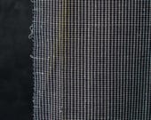 Vintage Japanese Cotton Stripe Textile / Indigo Blue, White & Mustard Fine Woven Kimono Fabric Scrap / Showa Era 55.9"