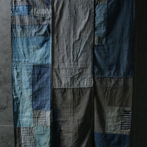 Japanese Fabric Cotton Textile Vintage Kimono Antique BORO RANRU Patch Indigo Blue SASHIKO 63&quot;/EIJ90/500
