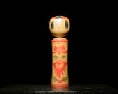 Japanese Wooden Doll Vintage Ornament KOKESHI Antique Sculpture Figurine 1945-/H 10.8"/EIB58/500