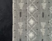 Vintage Japanese Tsumugi Silk Kimono Fabric / Gray Geometric Kasuri Textile / Patchwork Craft Material 62.2"
