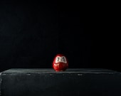 Vintage Japanese Terracotta Daruma Coin Bank / Hand-Painted Red Folk Art Money Box / Showa Era 3.5"