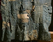 Japanese Fabric Cotton Textile Vintage Kimono Antique Boro Patch Indigo Blue SASHIKO RANRU 44.5"/EHQ30/1450