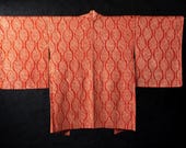 Vintage Japanese Silk Shibori Haori Jacket / Kanoko Tie-Dye Diamond Lattice Pattern Kimono Coat / Showa Era