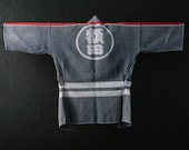 HAPPI Japanese Vintage Kimono Cotton Antique Jacket SASHIKO NORAGI Charcoal Dyed Textile/EIQ68/1010