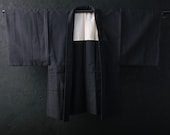 HAORI MEN'S Japanese Vintage Kimono Wool Antique Jacket Robe Dress Woven Textile/EIQ78/650