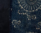 Antique Japanese Indigo Katazome Cotton Textile / Double-Sided Floral Stencil Dyed Fabric / Meiji Era 52.8"