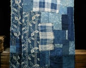 Japanese Fabric Cotton Textile Vintage Kimono Antique BORO RANRU Patch Indigo Blue KATAZOME Dyed 67.3"/EIA30/480