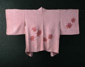 HAORI Japanese Vintage Kimono Silk Antique Jacket Robe Dress SHIBORI Dyed Textile/EIQ35/475