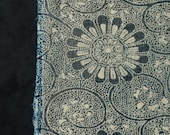 Antique Japanese Indigo Katazome Cotton Textile / Fine Chrysanthemum Arabesque Stencil Dyed Fabric / Late Edo Period 69.3"