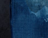 Antique Japanese Aizome Indigo Cotton Textile / Solid Indigo Fabric / Primitive Folk Cloth / Meiji Era 74"