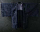 HAORI MEN'S Japanese Vintage Kimono Wool Antique Jacket Robe Dress Woven Textile/EIQ81/630